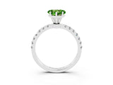 White gold Heart Cut Peridot Solitaire Ring with Pavé Accents and Four-Prong Setting_3
