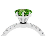 White gold Heart Cut Peridot Solitaire Ring with Pavé Accents and Four-Prong Setting_4
