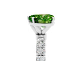 White gold Heart Cut Peridot Solitaire Ring with Pavé Accents and Four-Prong Setting_5