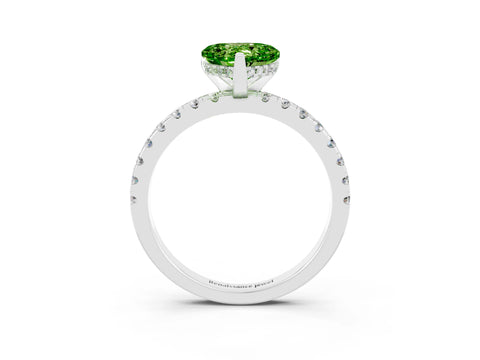 White gold Heart Cut Peridot Solitaire Ring with Pavé Band and Four-Prong Setting_27
