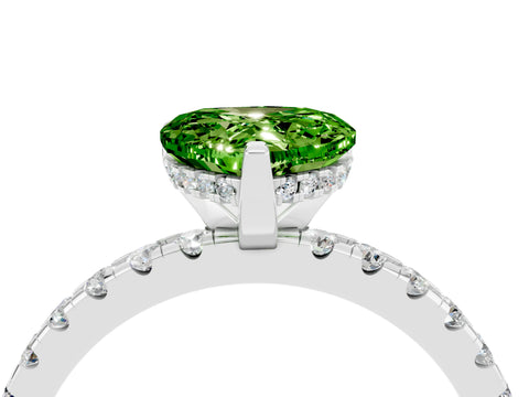 White gold Heart Cut Peridot Solitaire Ring with Pavé Band and Four-Prong Setting_28