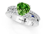White gold Heart Cut Peridot Solitaire Ring with Pavé and Channel Set Band_1