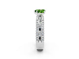 White gold Heart Cut Peridot Solitaire Ring with Pavé and Channel Set Band_2
