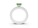 White gold Heart Cut Peridot Solitaire Ring with Pavé and Channel Set Band_3