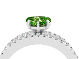 White gold Heart Cut Peridot Solitaire Ring with Pavé and Channel Set Band_4