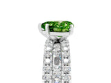 White gold Heart Cut Peridot Solitaire Ring with Pavé and Channel Set Band_5