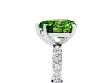 White gold Heart Cut Peridot Solitaire Ring with Pave Band and Four Prong Setting_29