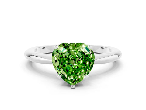 White gold Heart Cut Peridot Solitaire Ring with Six-Prong Setting and Classic Band_12