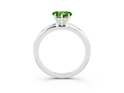 White gold Heart Cut Peridot Solitaire Ring with Six-Prong Setting and Classic Band_15