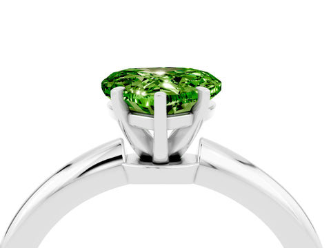 White gold Heart Cut Peridot Solitaire Ring with Six-Prong Setting and Classic Band_16