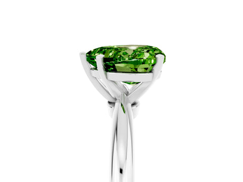 White gold Heart Cut Peridot Solitaire Ring with Six-Prong Setting and Classic Band_17