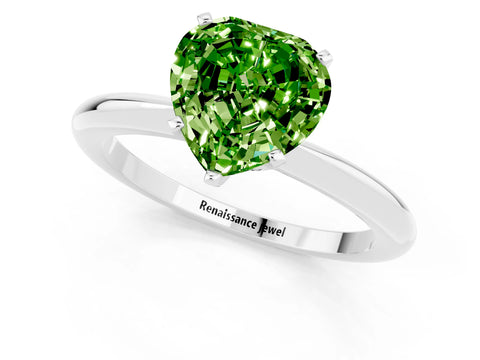 White gold Heart Cut Peridot Solitaire Ring with Six-Prong Setting and Classic Band_25
