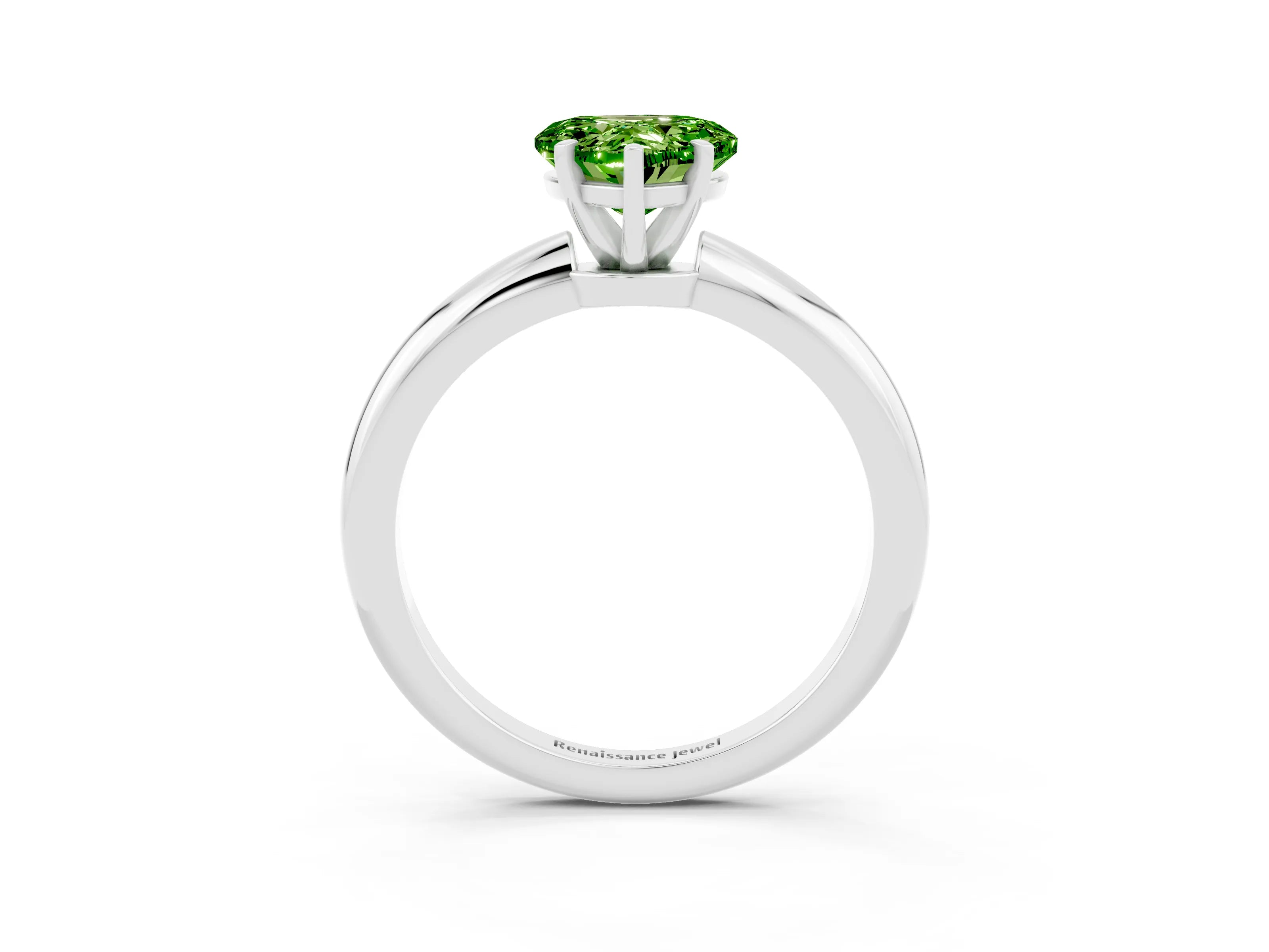 White gold Heart Cut Peridot Solitaire Ring with Six-Prong Setting and Classic Band_27