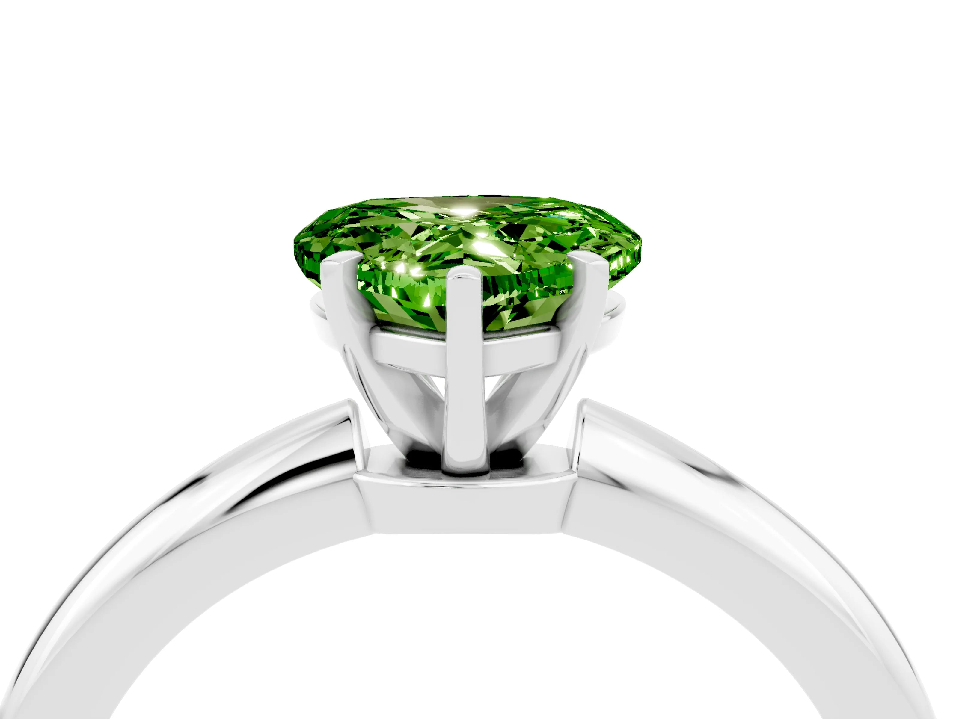 White gold Heart Cut Peridot Solitaire Ring with Six-Prong Setting and Classic Band_28