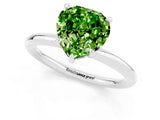 White gold Heart Cut Peridot Solitaire Ring with Thin Band and Four-Prong Setting_1