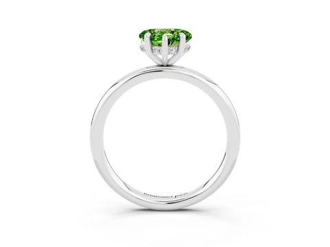 White gold Heart Cut Peridot Solitaire Ring with Thin Band and Four-Prong Setting_3