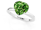 White gold Heart Cut Peridot Solitaire Ring with Thin Band and Prong Setting_13