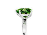 White gold Heart Cut Peridot Solitaire Ring with Thin Band and Prong Setting_17