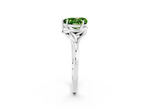 White gold Heart Cut Peridot Solitaire Ring with Twist Band and Four-Prong Setting_14