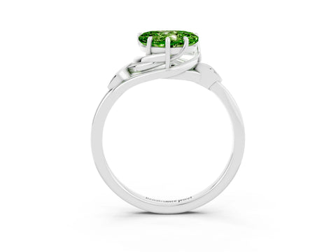 White gold Heart Cut Peridot Solitaire Ring with Twist Band and Four-Prong Setting_15