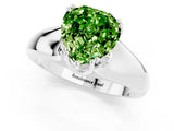 White gold Heart Cut Peridot Solitaire Ring with Wide Band and Prong Setting_1