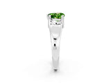 White gold Heart Cut Peridot Solitaire Ring with Wide Band and Prong Setting_2
