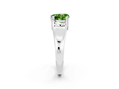 White gold Heart Cut Peridot Solitaire Ring with Wide Band and Prong Setting_2