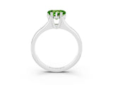 White gold Heart Cut Peridot Solitaire Ring with Wide Band and Prong Setting_3
