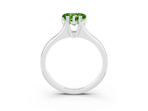 White gold Heart Cut Peridot Solitaire Ring with Wide Band and Prong Setting_3