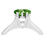 White gold Heart Cut Peridot Solitaire Ring with Wide Band and Prong Setting_4