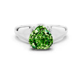 White gold Heart Cut Peridot Solitaire Ring with Wide Band and Prong Setting