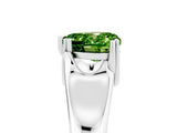 White gold Heart Cut Peridot Solitaire Ring with Wide Band and Prong Setting_5