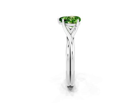 White gold Heart Cut Peridot Solitaire Twist Band Prong Setting Ring_38
