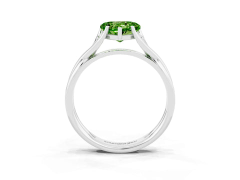 White gold Heart Cut Peridot Solitaire Twist Band Prong Setting Ring_39