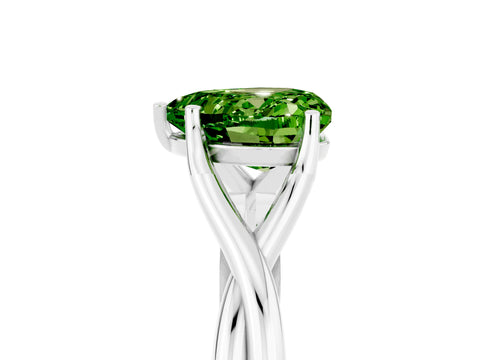 White gold Heart Cut Peridot Solitaire Twist Band Prong Setting Ring_41