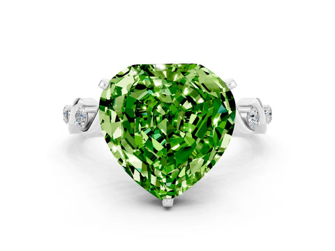 White gold Heart Cut Peridot Solitaire Twisted Band with Round  Accents and Prong Setting_12