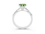 White gold Heart Cut Peridot Solitaire with Side Baguettes and Channel Set Band_3