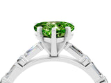 White gold Heart Cut Peridot Solitaire with Side Baguettes and Channel Set Band_4