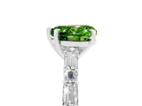 White gold Heart Cut Peridot Solitaire with Side Baguettes and Channel Set Band_5