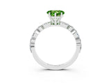 White gold Heart Cut Peridot Solitaire with Side Stones on a Pavé Band and Four-Prong Setting_3