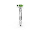 White gold Heart Cut Peridot Split Shank Engagement Ring with Pavé Band_2