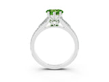 White gold Heart Cut Peridot Split Shank Engagement Ring with Pavé Band_3