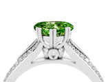 White gold Heart Cut Peridot Split Shank Engagement Ring with Pavé Band_4