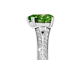 White gold Heart Cut Peridot Split Shank Engagement Ring with Pavé Band_5