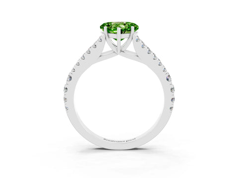 White gold Heart Cut Peridot Split Shank Pavé Engagement Ring with Four-Prong Setting_15