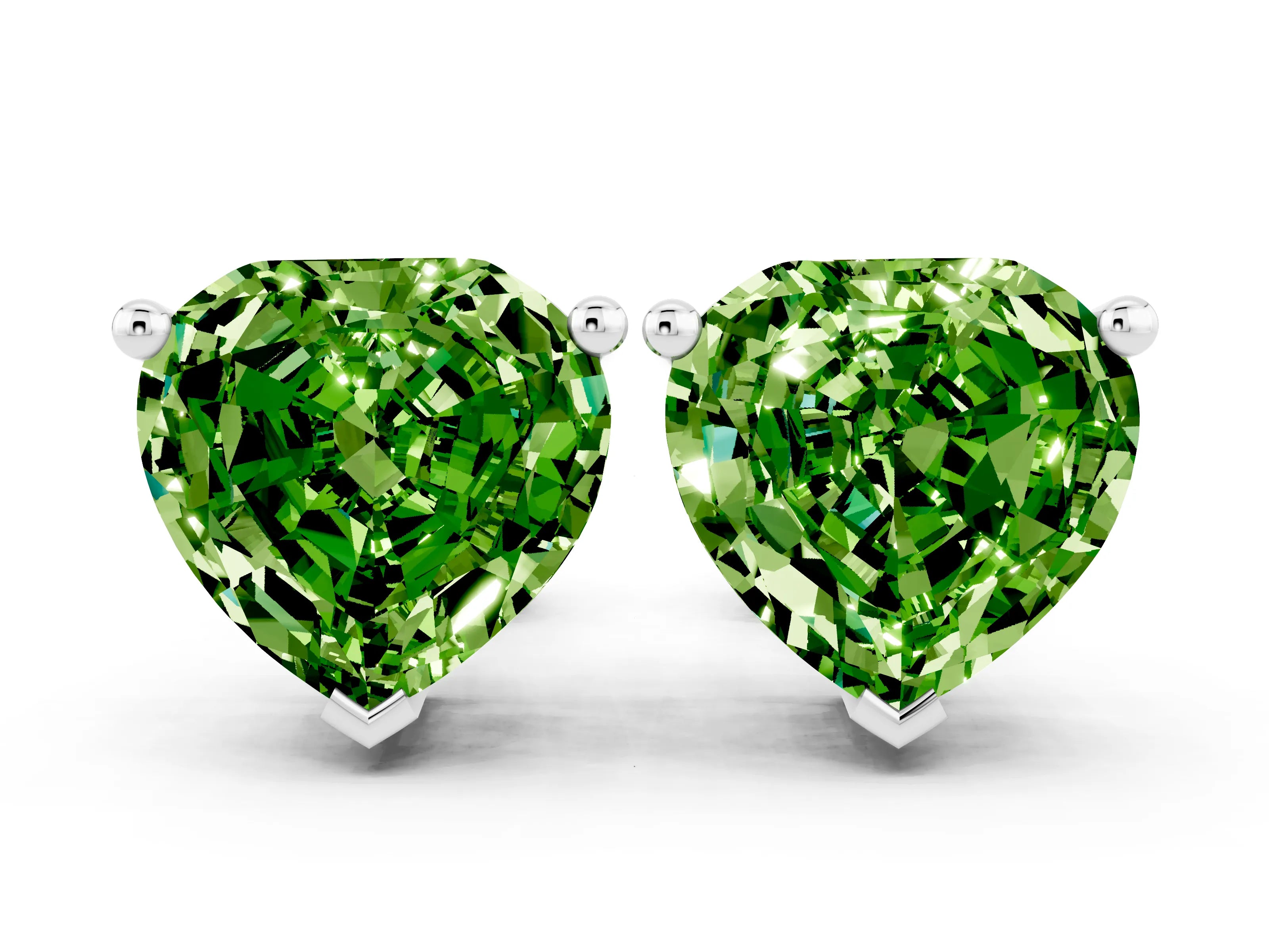 White gold Heart Cut Peridot Stud Earrings_18