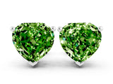 White gold Heart Cut Peridot Stud Earrings_18