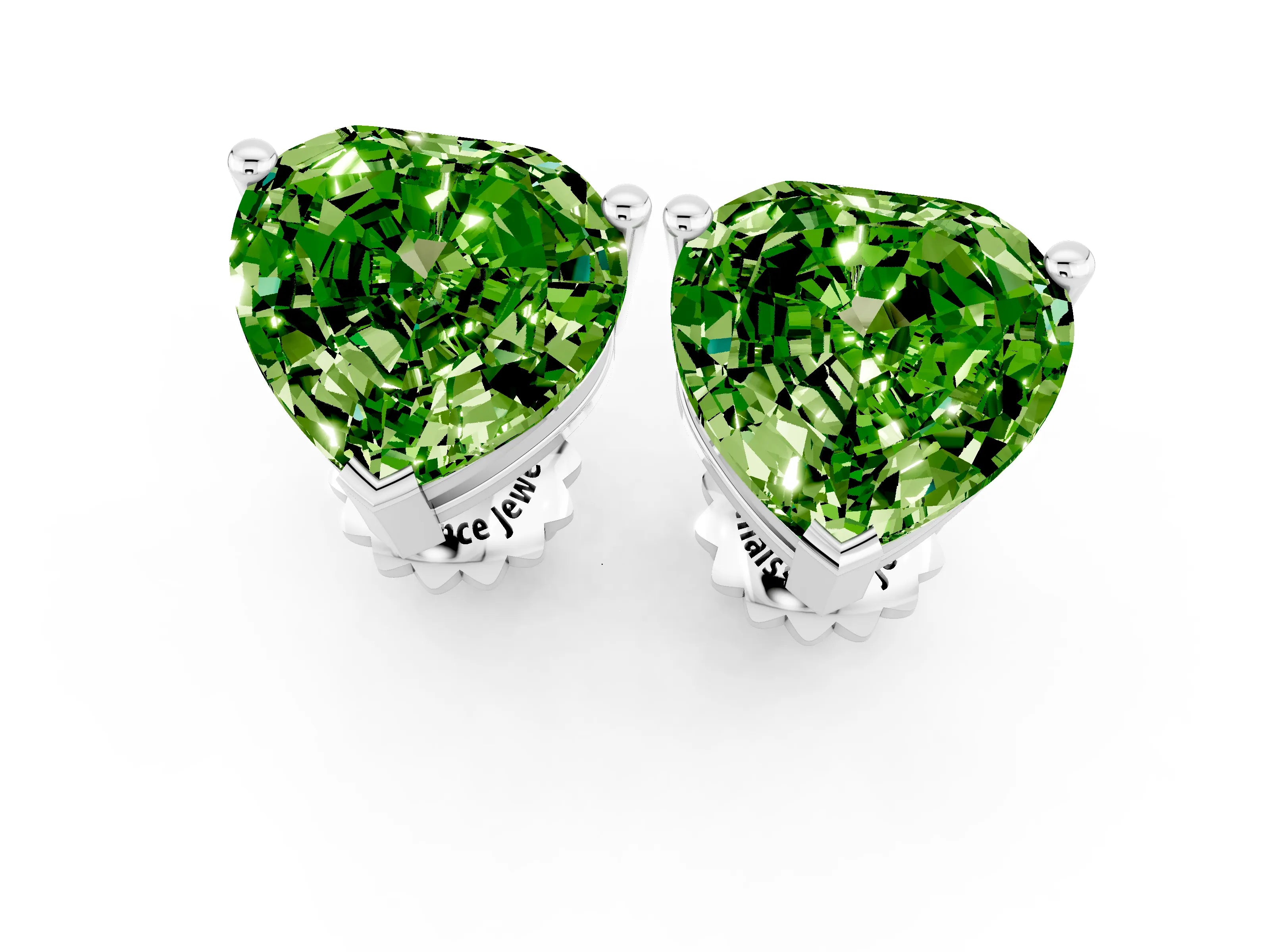 White gold Heart Cut Peridot Stud Earrings_19