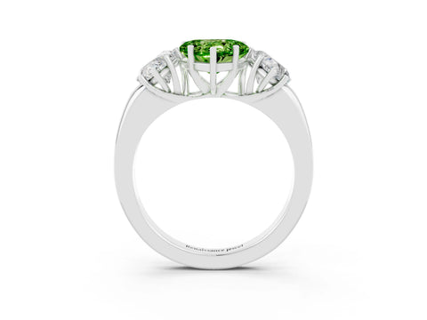 White gold Heart Cut Peridot Three-Stone Ring with Four-Prong Setting and Classic Band_3