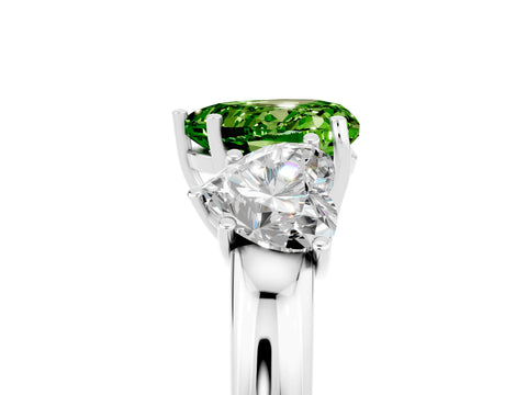 White gold Heart Cut Peridot Three-Stone Ring with Four-Prong Setting and Classic Band_5